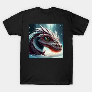 Ancient Red Dragon Raises Head out of Snow T-Shirt
